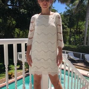 ZARA white lace three-quarter length sleeve dress
